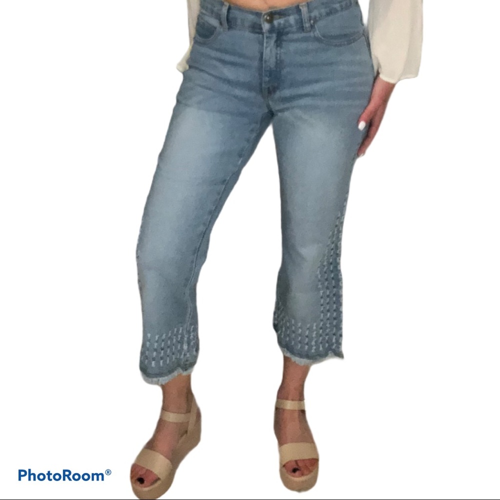 Vintage y2k cropped flared raw hem jeans